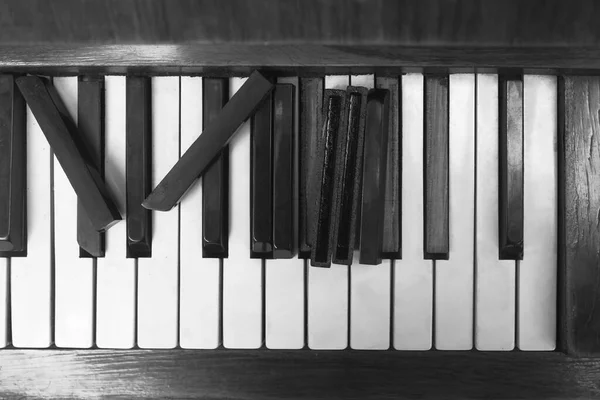 Close Shot Old Abandoned Piano Keyboard Top View — Stock Photo, Image