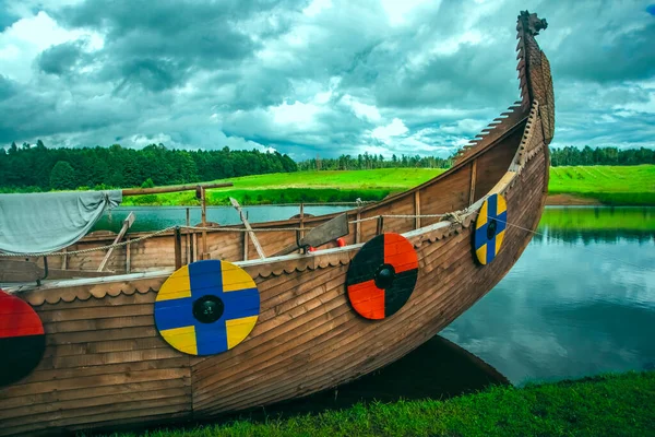 Longship Viking Longboat Inglés Barco Drakkar Buque Transporte Vikingo — Foto de Stock