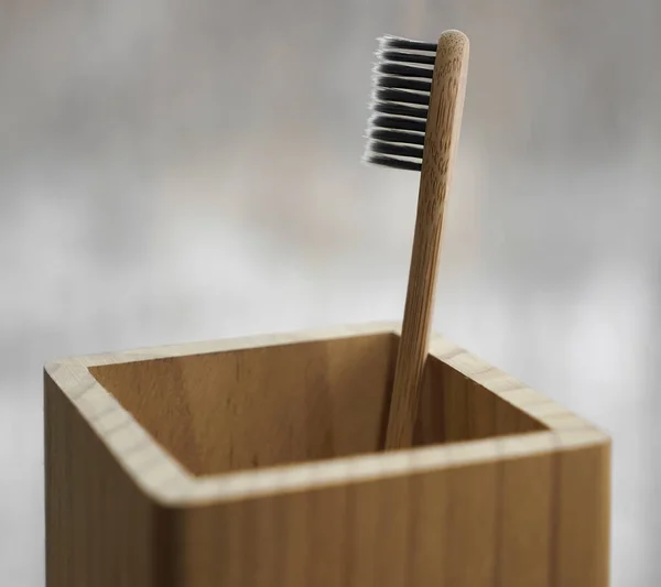 Brosse Dents Bambou Biologique Personnelle Fraîche Biodégradable Sans Plastique Publicité — Photo