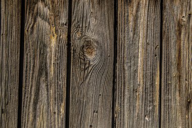 Dikey çizgili tahta paneller. Yaşlanmış ve köhne hava şartlarında dövülmüş odun. Metin için alanı olan doğal doku ve ahşap arkaplan