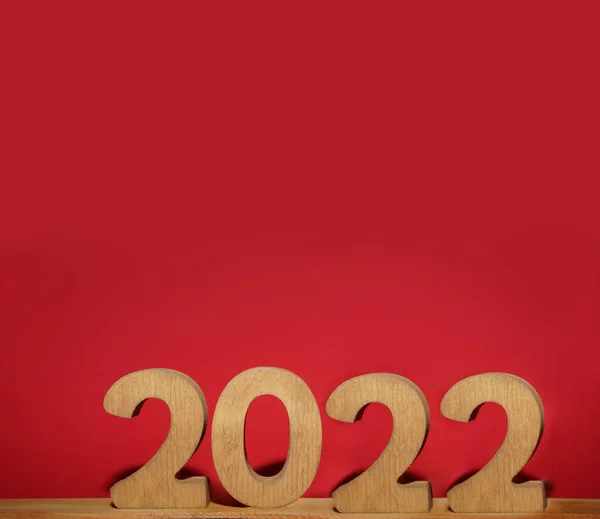 2022 Blocs Bois Sur Fond Rouge Résolution Stratégie Solution Objectif — Photo