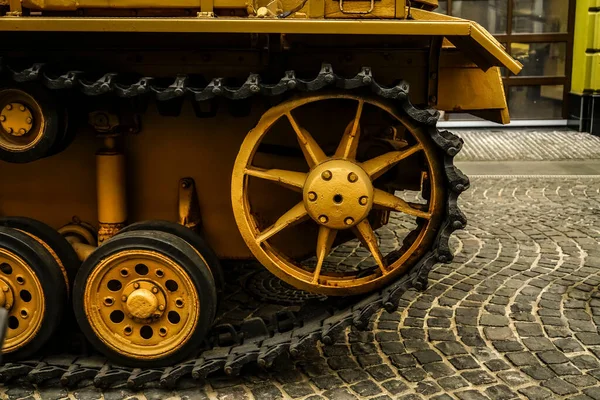 Detail German Military Tank Wheels Caterpillars Military Panzer Close Image — Stock Photo, Image