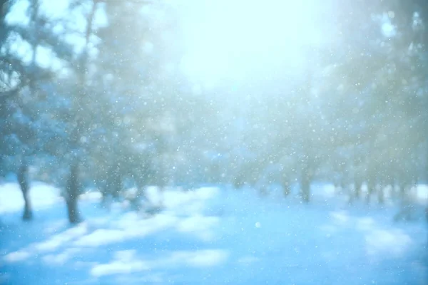 Unscharfes Bild Schneefall Direktem Sonnenlicht Schneeflocken Als Funkeln Fliegen Der — Stockfoto