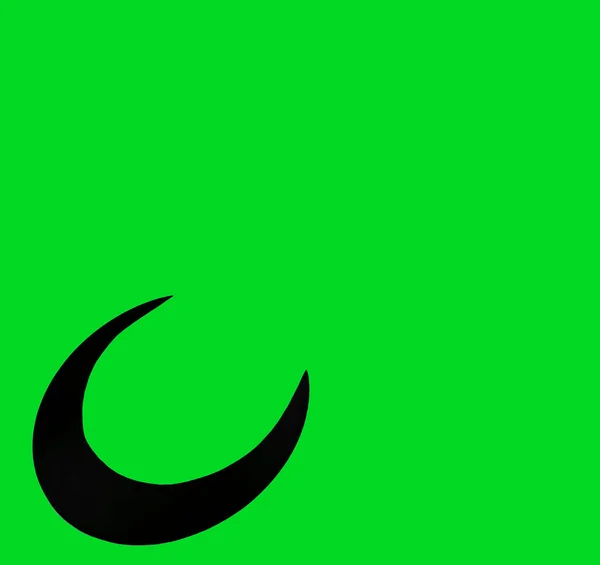 Hierro Oxidado Símbolo Luna Aislado Sobre Fondo Verde Espacio Copia — Foto de Stock
