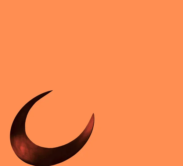 iron rusty moon symbol isolated on  background. empty copy space.