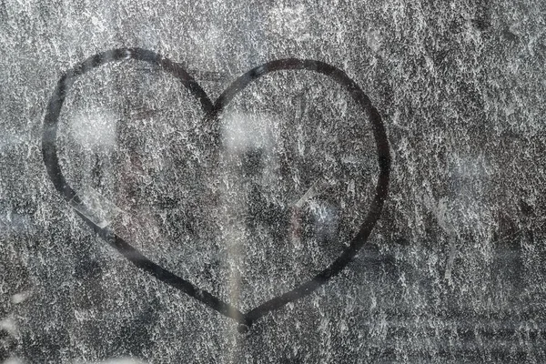 Одне Серце Намальоване Брудному Склі Задній План Фебруарій Щасливий День — стокове фото