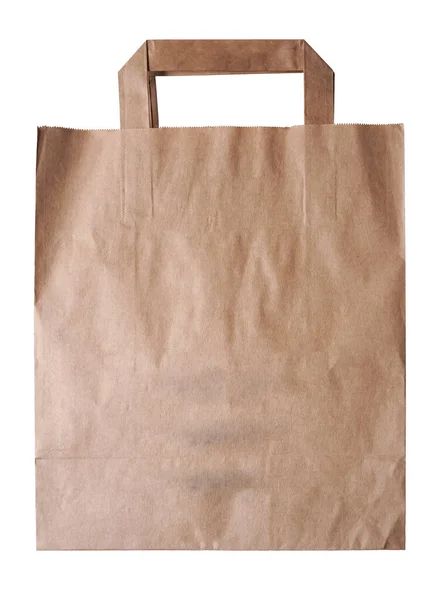 棕色工艺纸袋 在白色背景下隔离的生态产品 — 图库照片
