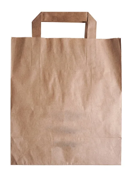 棕色工艺纸袋 在白色背景下隔离的生态产品 — 图库照片