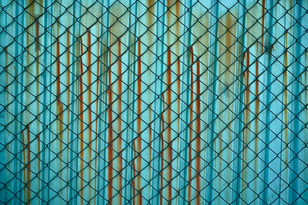 Stahlnetzzaun Muster Textur Auf Alten Rostigen Zink Hintergrund Rostiges Metall — Stockfoto