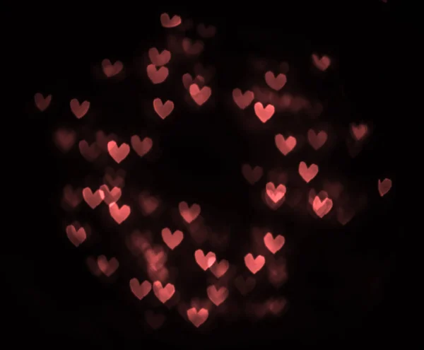 Серце Боке Ізольоване Чорному Тлі Фебруарій Щасливого Валентинів День Кругла — стокове фото