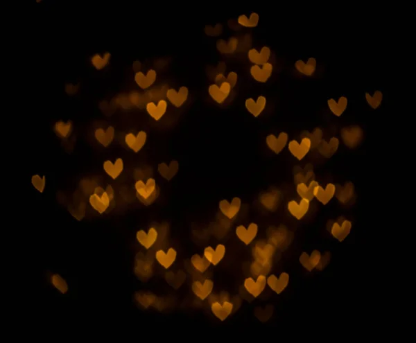 心脏在黑色背景下分离 2月14日情人节快乐 圆形框架 — 图库照片
