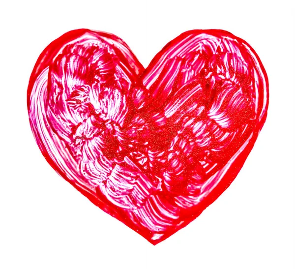 Ζωγραφική Της Μεγάλης Κόκκινης Καρδιάς Απομονώνονται Λευκό Backgroundround Ευτυχισμένη Μέρα — Φωτογραφία Αρχείου