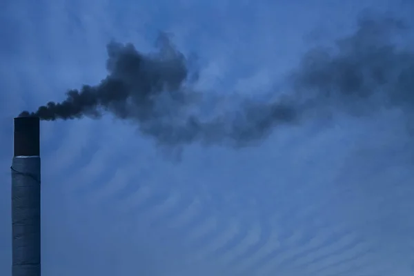 Air Pollution Black Smoke Chimneys Industrial Waste Cloudy Sky — Stock Photo, Image