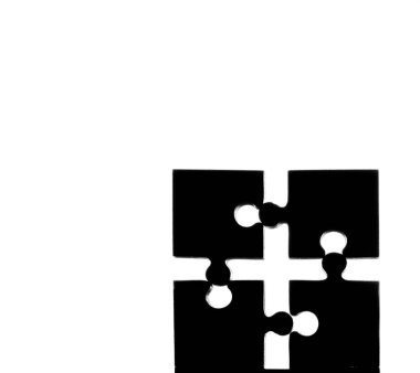 4 4 bağlantısız tahta yapboz parçası beyaz arkaplanda izole edilmiş kare şeklinde