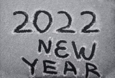Üstünde 2022 yazılıydı. Mutlu yıllar. Tatil geçmişi. en üstteki görünüm.                