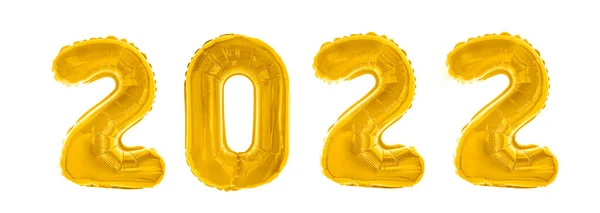Номер 2022 Щасливий Новий Рік Вигляді Золотих Кульок Ізольовані Білому — стокове фото