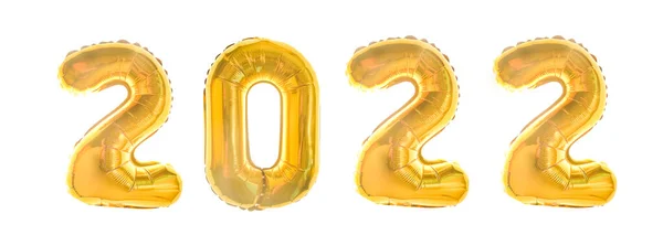 Номер 2022 Щасливий Новий Рік Вигляді Золотих Кульок Ізольовані Білому — стокове фото