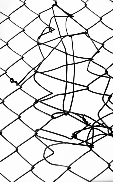 Stahlnetz Isoliert Auf Weißem Hintergrund Silhouette Eisennetz Gegen Weiß Erholungsidee — Stockfoto