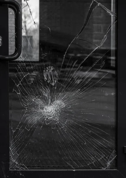 Glasscherben Der Ladentür Zerstörung — Stockfoto