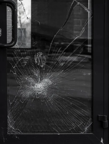 Krossat Glas Butiksdörren Förstörelse — Stockfoto
