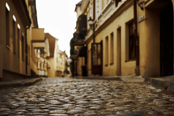 Old Town Europe Sunset Retro Vintage Cobble Stones Vilnius Lithuania — Fotografia de Stock