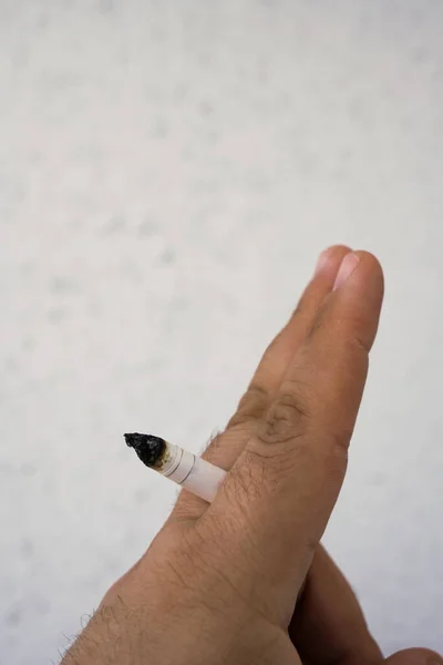 Close Man Hand Burning Cigarette Penis Smoking Man Hand Burning — Stockfoto