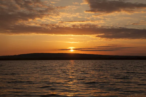 Wunderschöne Gleißende Sonnenuntergangslandschaft Schwarzen Meer — Stockfoto