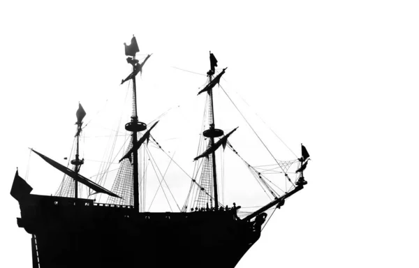 Silhouette Des Segelschiffs Freien — Stockfoto