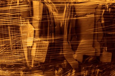 Katlanmış kutuların plastik ambalajda paketlenmiş arkaplanı