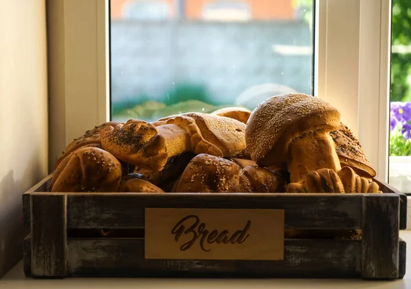 Box Bread Window Sill — Stock Photo, Image