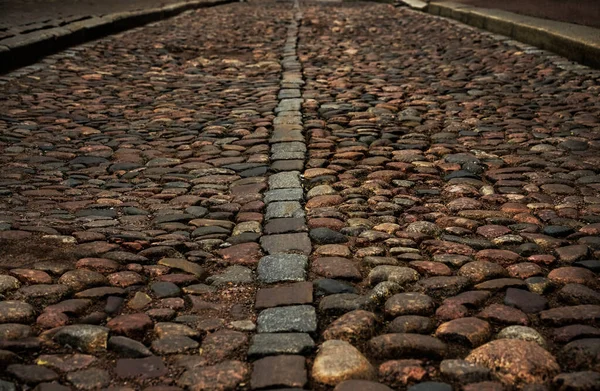 Старые Плиты Мощения Каменный Тротуар Дорога Европейском Стиле Текстура Камней — стоковое фото