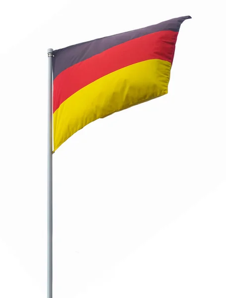 독일의 국기는 날부드러운 산들바람에 나부끼며 날아갑니다 독일의 국기는 수평으로 구성된 — 스톡 사진