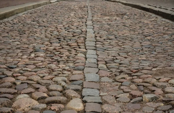 Stare Płyty Chodnikowe Kamienny Bruk Droga Jest Stylu Europejskim Tekstury — Zdjęcie stockowe