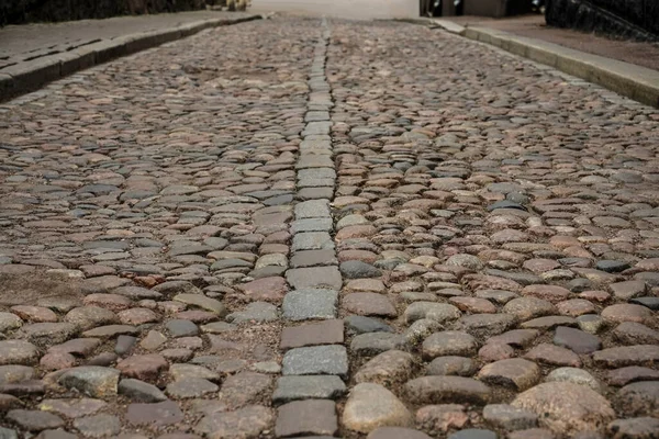 Alte Pflasterplatten Steinpflaster Die Straße Ist Europäisch Die Beschaffenheit Der — Stockfoto