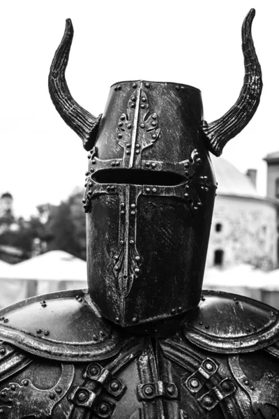 Teutonic Knight Ancient Helmet Long Horns Viking Helmet — Stock Photo, Image