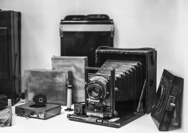 Klappbare Bettplatte Mittelformat Vintage Filmkamera Alte Blasebalg Fotokamera Isoliert Auf — Stockfoto