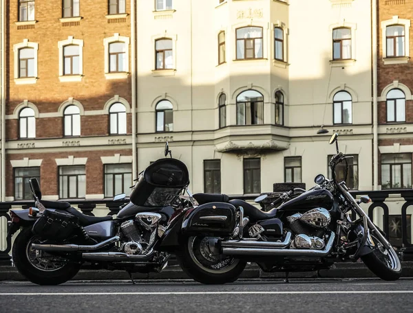 Petersburg Rosja Czerwca 2021 Para Śmigłowców Honda Shadow Aero Parking — Zdjęcie stockowe