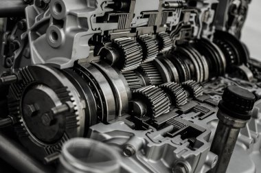  Yeni, modern otomatik vites, dişliler, mekanizma. Bölümde Göster