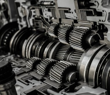  Yeni, modern otomatik vites, dişliler, mekanizma. Bölümde Göster