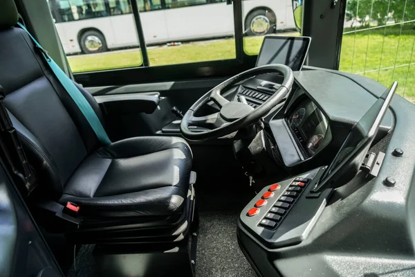 Painel Ônibus Interurbano Equipado Com Monitor Sistema Vigilância Por Vídeo — Fotografia de Stock