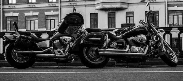 Saint Pétersbourg Russie Juin 2021 Une Paire Hélicos Honda Shadow — Photo