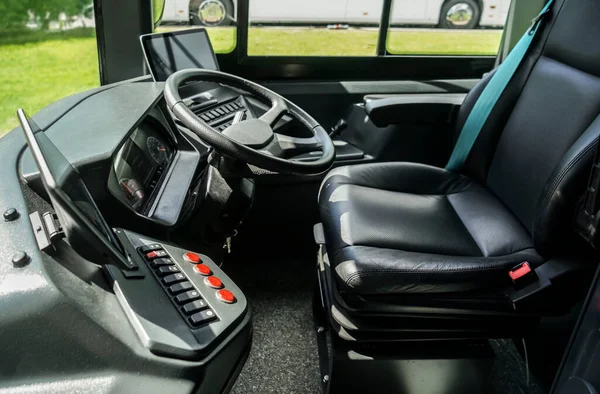 Painel Ônibus Interurbano Equipado Com Monitor Sistema Vigilância Por Vídeo — Fotografia de Stock