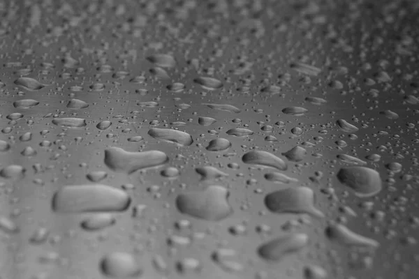 Gotas Água Uma Superfície Metálica Gotas Água Uma Superfície Metálica — Fotografia de Stock