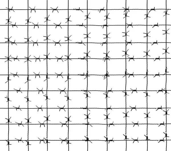 Silueta Alambres Púas Oxidados Aislados Sobre Fondo Blanco Antecedentes Prisión — Foto de Stock