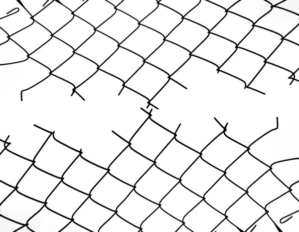 Schaden Drahtgeflecht Auf Weißem Hintergrund Gitternetz Mit Loch Isoliert Auf — Stockfoto