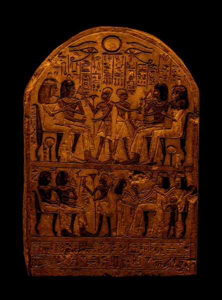Ősi Egyiptomi Falfestmény Egy Pár Fáraó Istennő — Stock Fotó