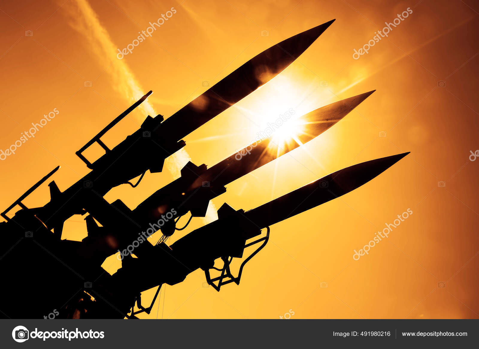 Weapons Mass Destruction Missile Warhead Looks Sunny Sky Ready.