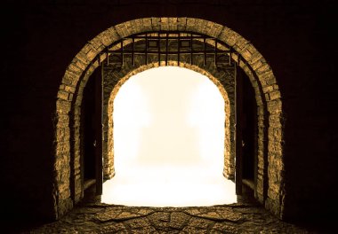 Antik kale sarayı. Kale kulesi ve kapı kapısı. 