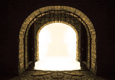 Antik kale sarayı. Kale kulesi ve kapı kapısı. 