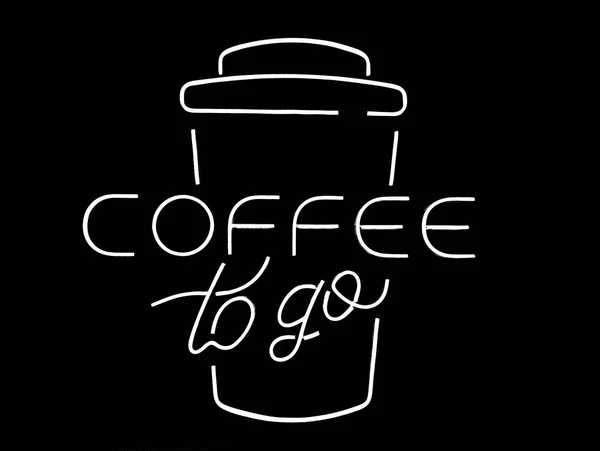 コーヒーを飲みに行く ネオンスタイルのベクトルイラスト コーヒーショップの看板やバナーなどの販促品について — ストック写真